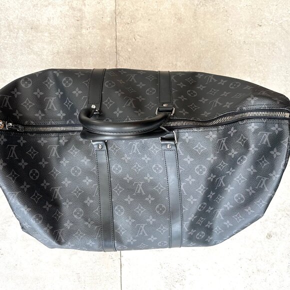 Louis Vuitton Keepall Bandoulière 55 Monogram Eclipse Black (Duffle Travel Bag) - Picture 4 of 10